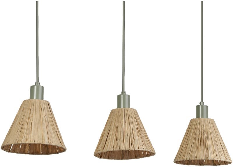 Ledvance - Pendelleuchte 3-flammig Decor Raffia Linear grün aus Bast und Metall, E27, 845 mm Länge, Leuchtenschirm aus r...