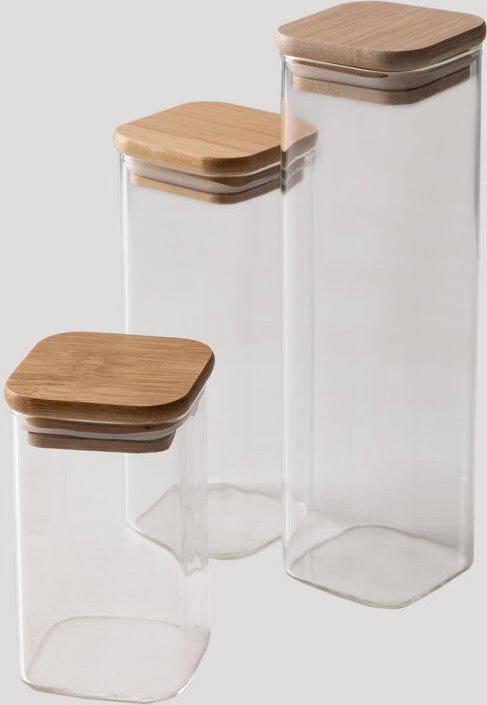 SKLUM Set aus 3 Glasbehältern Valkey Transparent