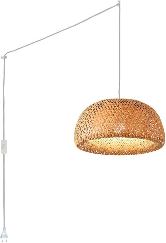 Barcelona Led - Pendelleuchte aus Weide "Hanna" mit Schalter und Stecker