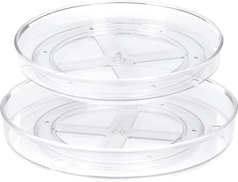 Set mit 2 drehbaren Lazy Susan Küchentabletts, 360° drehbare Aufbewahrungstabletts für Küche und Bad (27 x 4,6 cm + 23,5...
