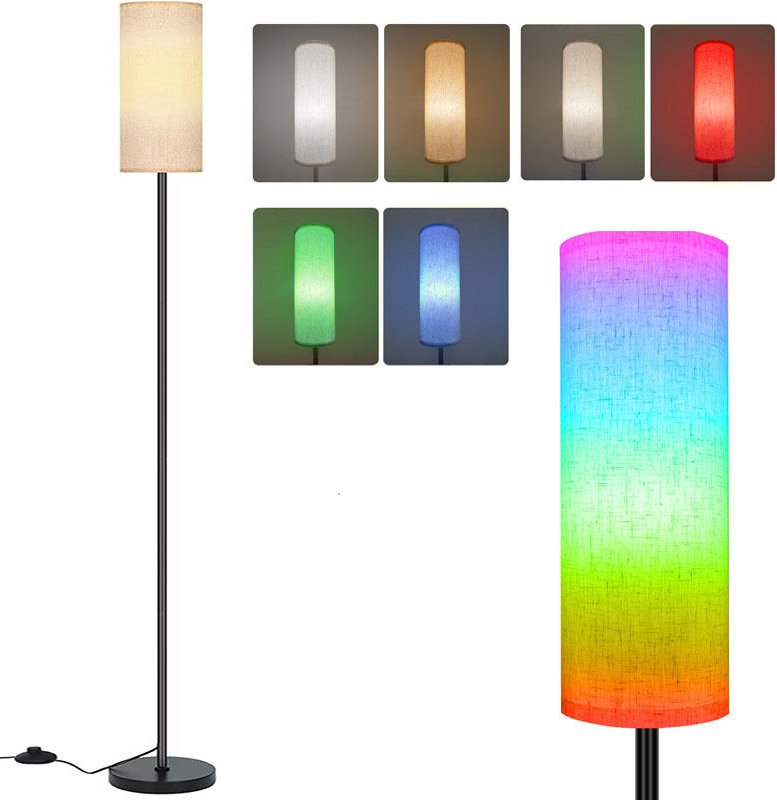 E27-LED-Stehlampe fürs Wohnzimmer, dimmbar mit RGB-Farbtemperaturen, mit Schalter, für Schlafzimmer und Büro