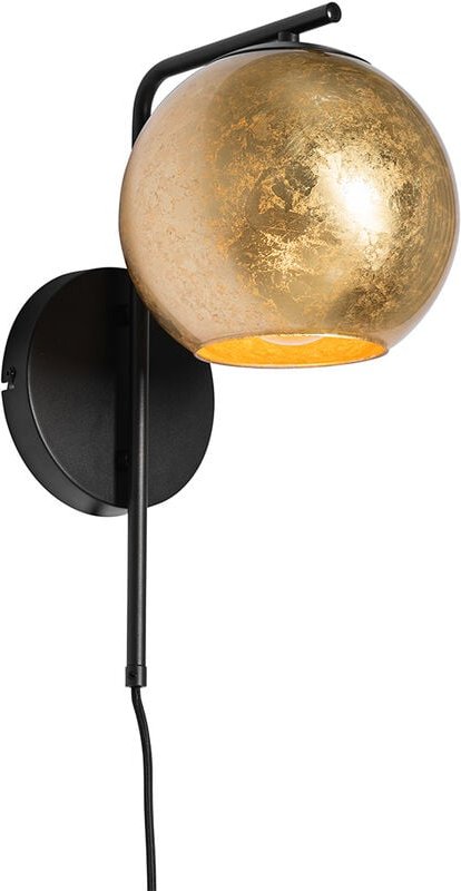 Design-Wandleuchte schwarz mit goldenem Glas - Bert