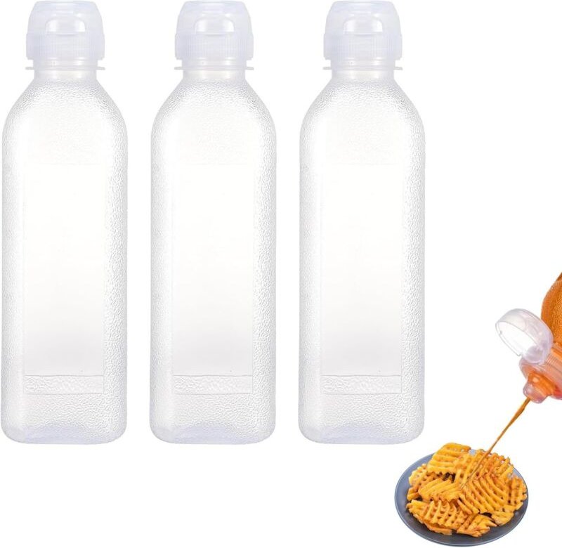 3-teiliger Soßenbehälter, 300 ml Gewürzflasche aus Kunststoff, Salatdressingflasche mit Deckel, BPA-frei, auslaufsichere...