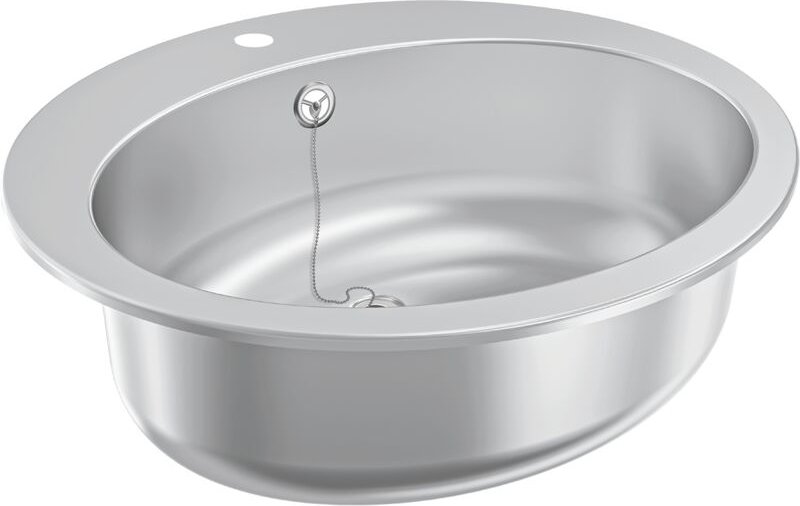 KWC AR Ovalbecken, RONDO, Edelstahl, sdm, 529x159x454 mm, Überlauf, Hahnloch