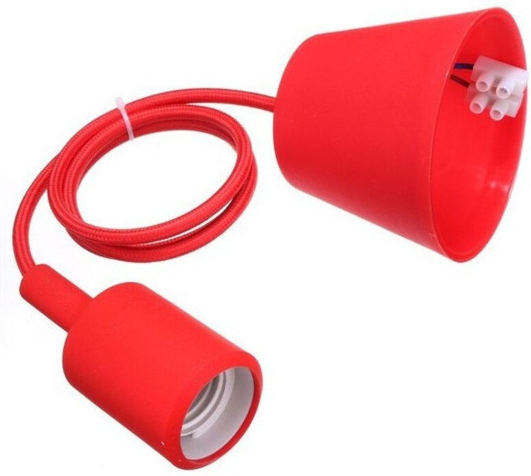 Trade Shop Traesio - Trade Shop - Deckenleuchter, Kronleuchter, modernes Stoffkabel, 1 m, Farbe - Rot