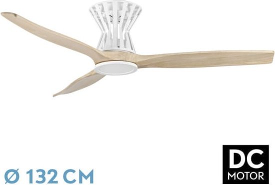 Ventilator dc baltir 18w weiß/buche 3aspas 132d dimmbar dimmbar 2250lm Intensität 3000k,4000k,6000k remote+timer+memory