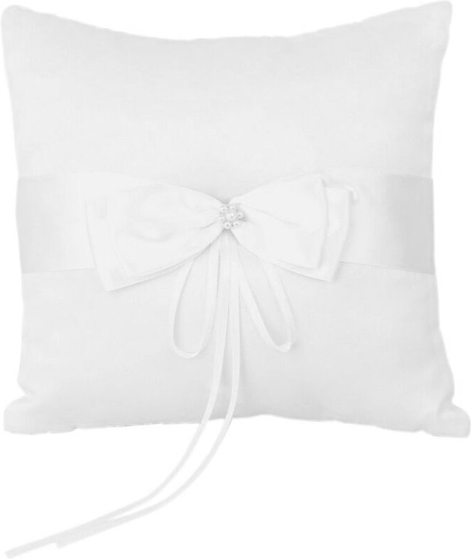 Tlily - Ring Kissen Elfenbein Satin Faux Perlen Blumen Hochzeitsfest