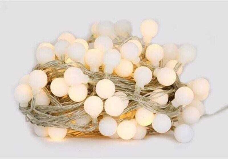 Ulisem Kugelförmige Lichterkette, 10 m, 100 LEDs, Weihnachtslichterkette für draußen/drinnen, mit Timer-Fernbedienung, w...