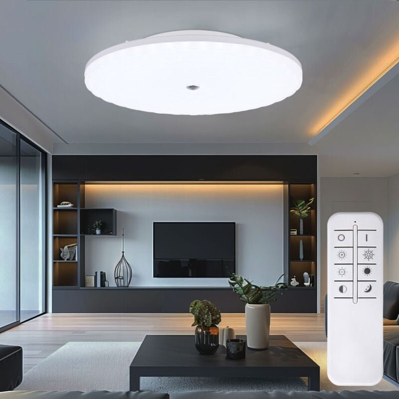 Led Deckenleuchte Fernbedienung Wohnzimmerleuchte Tageslicht weiß Deckenlampe dimmbar, cct, 36W 2400Lm warm-kaltweiß, Dx...