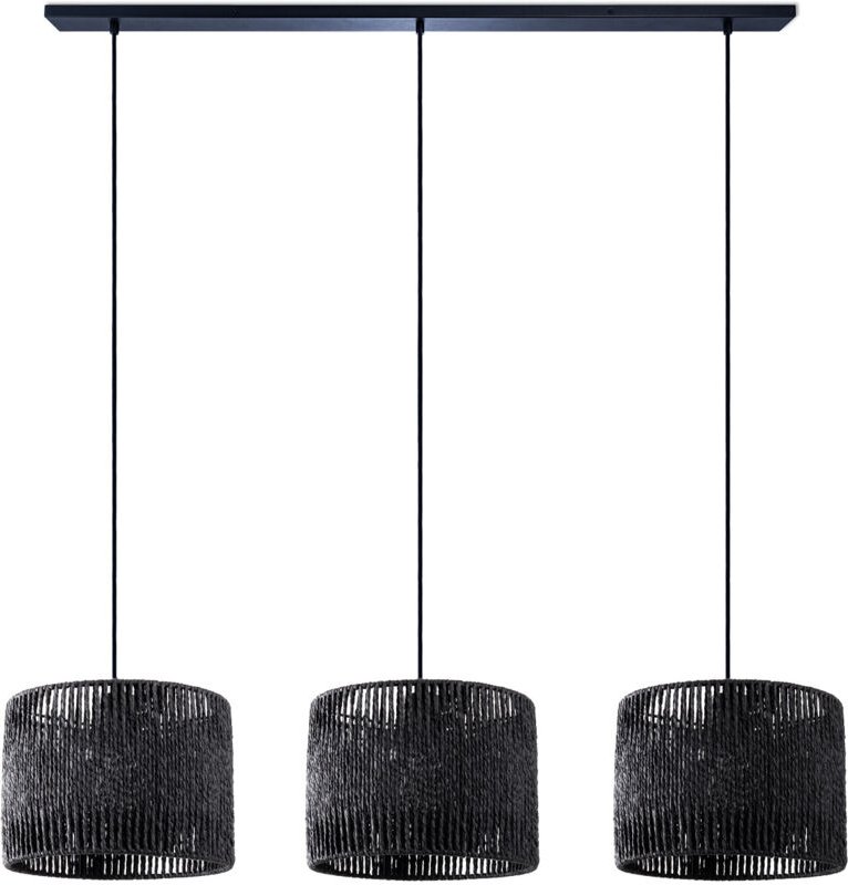 Pendelleuchte Esstisch Korb Boho Hängelampe Esszimmer Lampe E27 Rattan Pendelleuchte - Schwarz, Schwarz (Ø27cm) - Paco H...