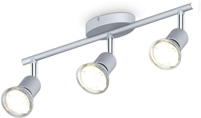 B.k.licht - Deckenstrahler - 9W, 750lm, led, schwenkbar, GU10, 3-flammig, warmweiß, silberfarbig