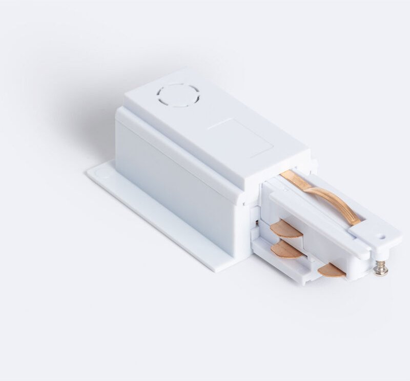 Ledkia - Verbinder 'Right Side' zum Netzanschluss für 3-Phasenstromschiene dali Track Einbau Aluminium Weiß