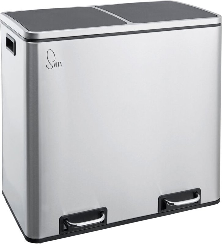 SVITA TM2X24 Abfalleimer 48L Silber