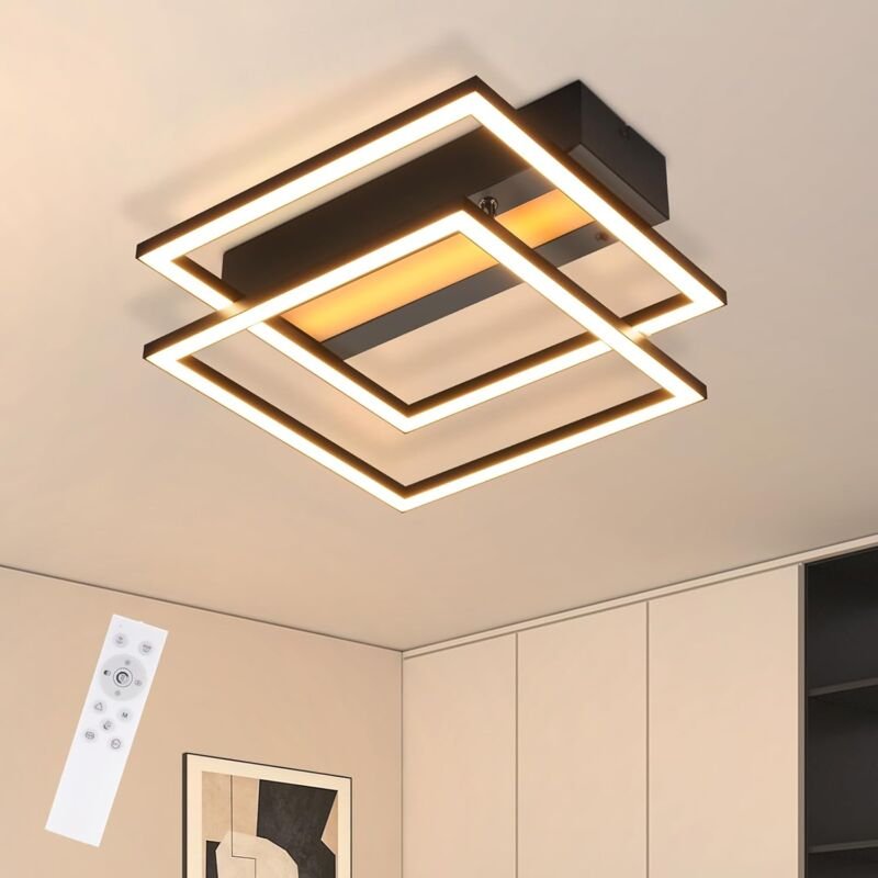 Thumbnail - Deckenleuchte led Deckenlampe Schlafzimmer - rgb Farbwechsel Küchenlampe 36W Dimmbar Schwarz Modern Schlafzimmerlampe mi...
