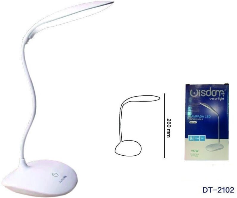 Trade Shop - LED-Tischlampe, wiederaufladbar, dimmbar, Touch, modernes Design, DT-2102 -