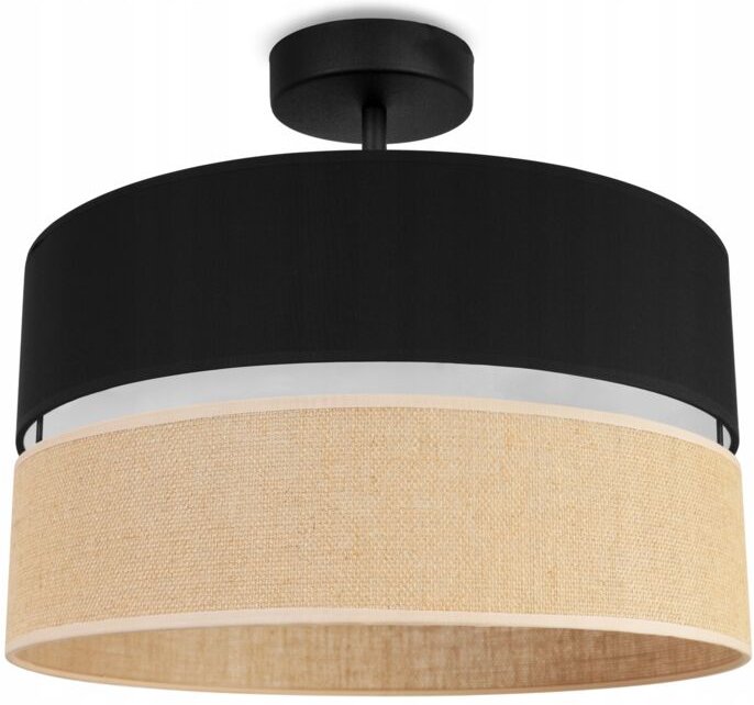 DECKENLEUCHTE JUTE LAMPENSCHIRM 40cm SCHWARZ