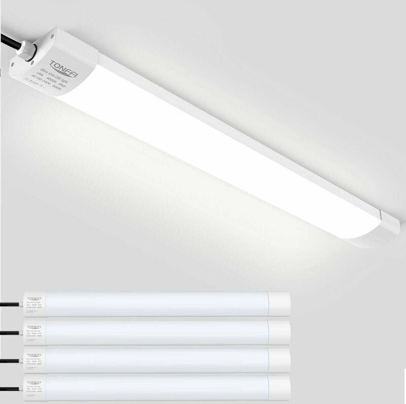 4 Stück led Feuchtraumleuchte Deckenleuchte 60cm 18W für Garage Kelle Werkstatt Feuchtraum Warenhaus Tonffi led Wannenle...