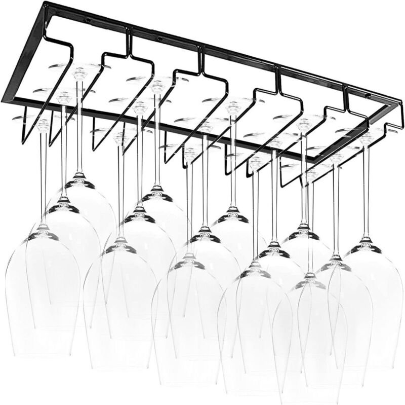 Hängendes Glasregal, Weinglashalter mit 4 Schienen für 10-15 Gläser, 60 x 22,5 x 5 cm