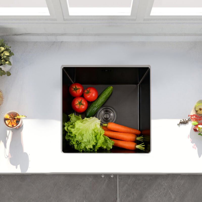 Edelstahl Edelstahlspüle Küchenspüle Spülbecken mit Seifenspender 45x45cm Spüle