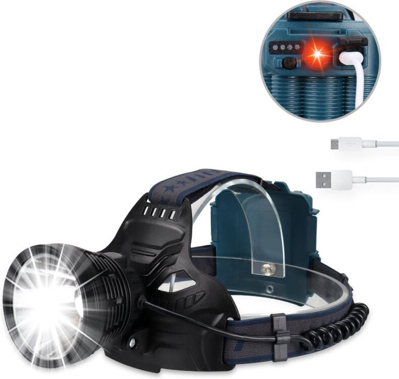 Wiederaufladbare LED-Stirnlampe für Erwachsene, 50 w Leistung, superheller 90°-Stirnlampe, 4 Modi verstellbar, IPX5 wass...