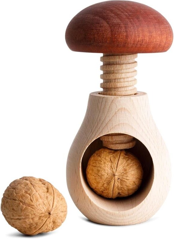 Nussknacker aus Holz Manueller Nussknacker für die Küche 10 x 6 cm Pilzform Natürliches Buchenholz mit Schraubmechanismu...