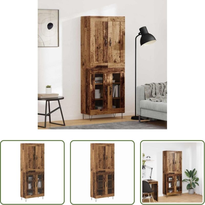 Holzwerkstoff - Highboard Altholz 69,5 x 34 x 180 cm Holzwerkstoff