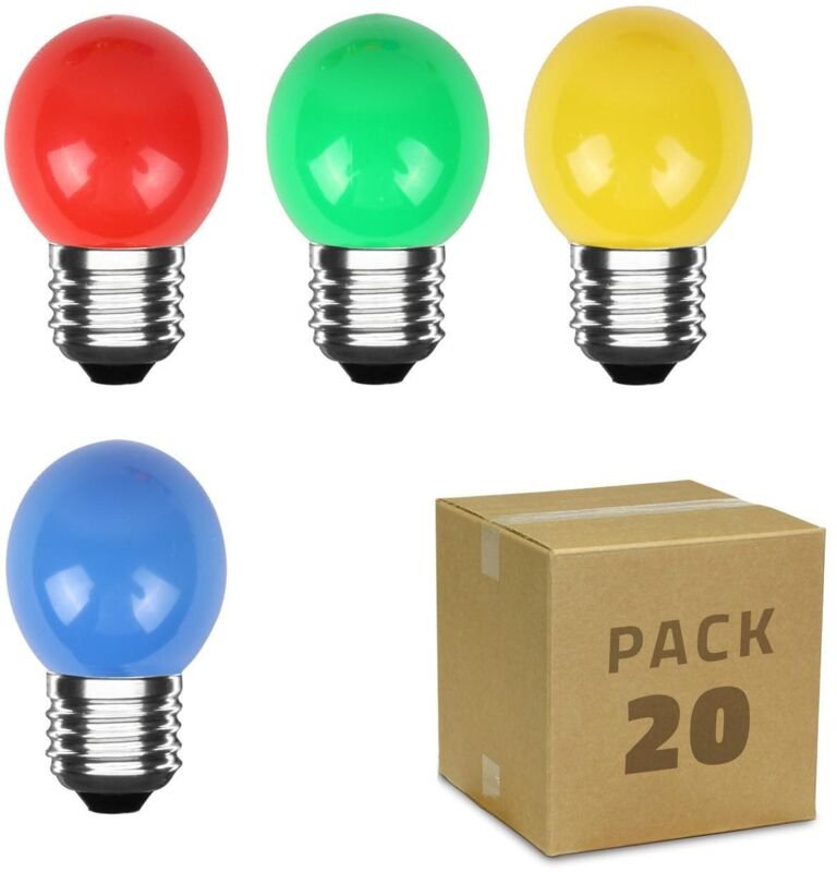 Efectoled - 20er Pack LED-Glühbirnen E27 3W 300lm G45 4 Farben Mehrfarbig