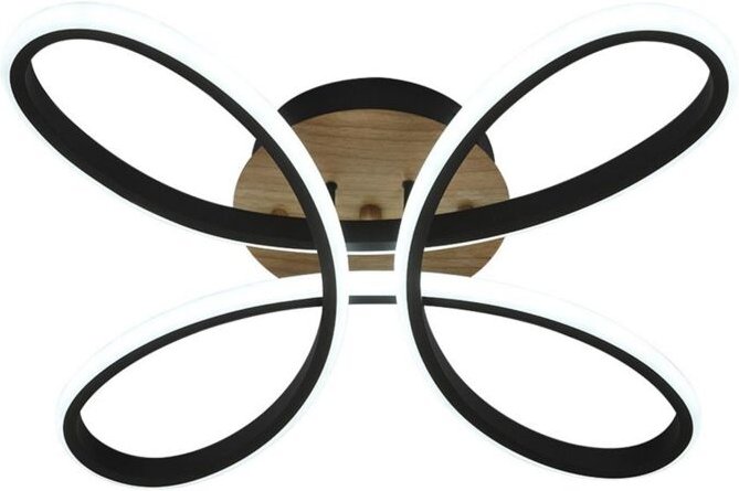 LED Deckenleuchte 104W 11440lm 3000-6500K 42cm Schwarz/Holz Dimmbar Bandeira Serie