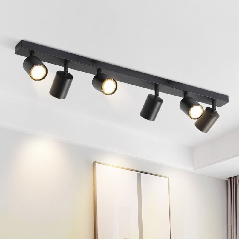 Led Deckenleuchte Schwarz Deckenstrahler: GU10 Deckenlampe Spots 6 Flammig 330°Schwenkbar Deckenspots Modern Flurlampe I...