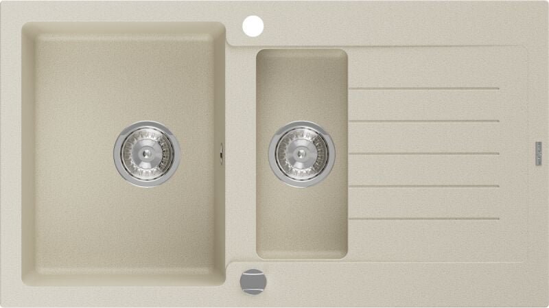 Mexen Matias 1,5-Becken-Granitspüle mit kurzer Abtropffläche 900 x 505 mm, Beige - 6502901505-69