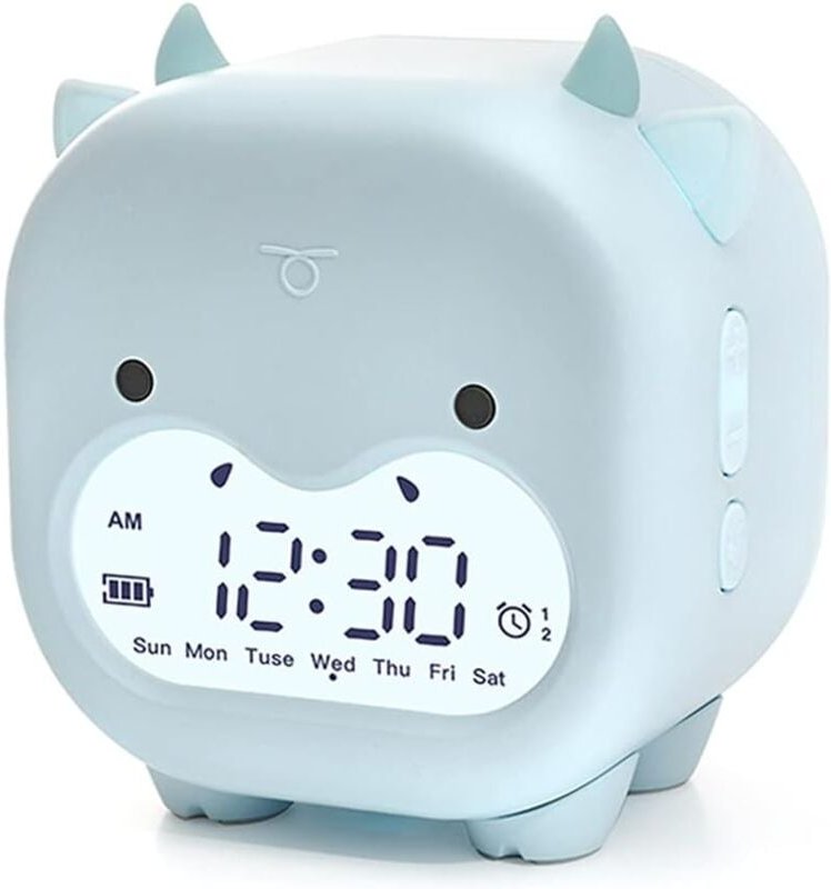 Lntyq - LED-Digital-Tischuhr mit Schlummerfunktion, Zeitanzeige, Nachtlicht, USB-Wecker, Heimdekoration für Kinder