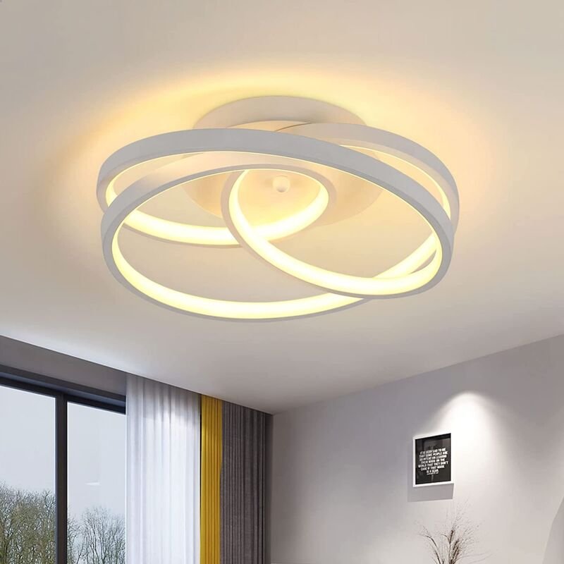 Thumbnail - Goeco - Runde Deckenleuchte, moderne led Deckenleuchte mit 3 Ringen, Acryl Metall-Pendelleuchte, geeignet für Wohnzimmer...