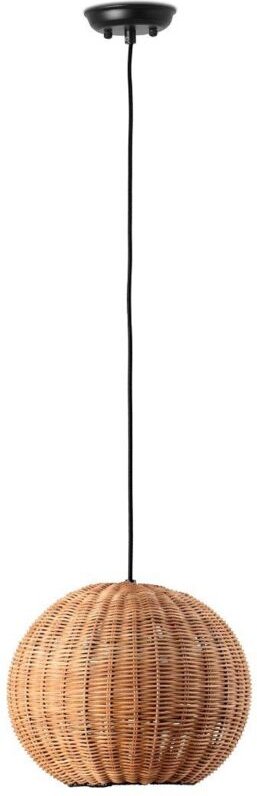 Faro Barcelona - Hängelampe schwarz/rattan ø300 haka 65134-74