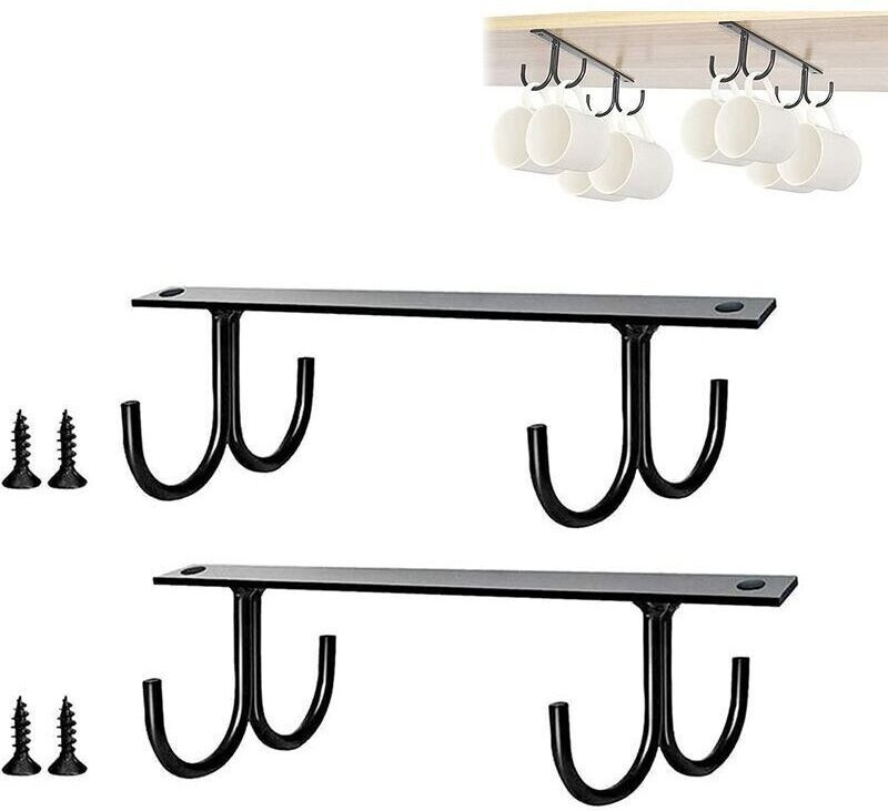 2-teiliger Hängebecherhalter, Unterbaubecherhalter, multifunktionaler Becherorganizer, Becherhaken für Kaffeetassen, Bie...