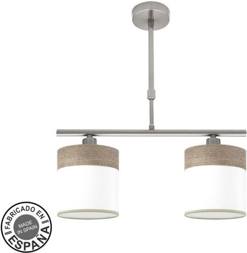 Cloe Lampe 2xe14 Nickel/Weiß-Holz Grau Regx43x14 cm - Fabrilamp