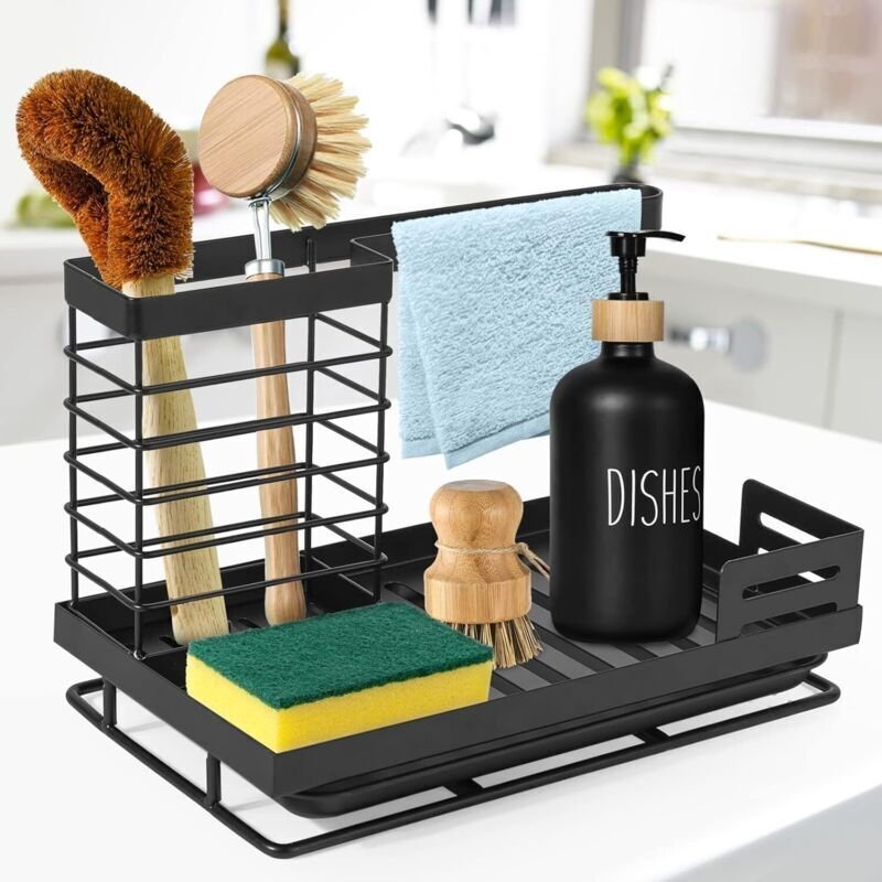 Schwammhalter für die Küchenspüle, Spülbecken-Organizer aus Edelstahl zur Aufbewahrung von Schwämmen, Küchenutensilien u...