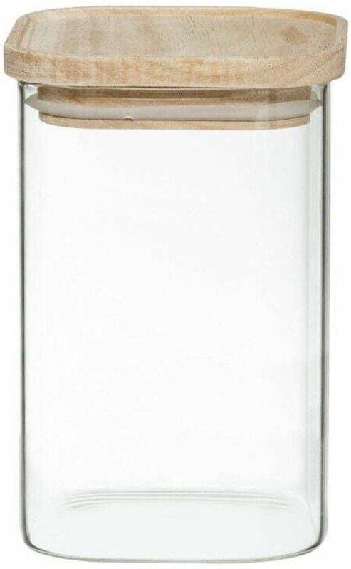 Set mit 4 Vorratsdosen aus Glas und Holz, stapelbarer, luftdichter Deckel atmosphera