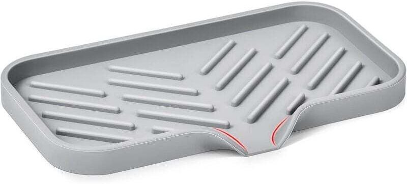 Silikon-Schwammhalter für die Küchenarbeitsplatte – Ablage für Spülmittel und Bürste / Becher / Schüssel – mit Abfluss.