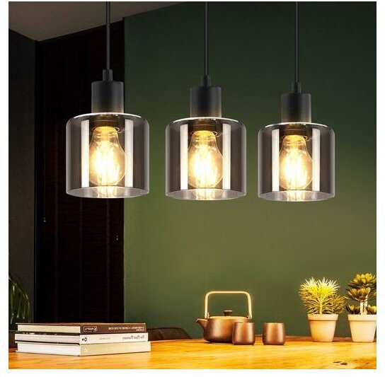 GBLY Pendelleuchte Esstisch Hängelampe Schwarz - Esstischlampe Hängend E27 Hängeleuchte Vintage 3 Flammig Esszimmerlampe...