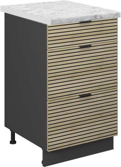 Vicco - Küchenschränke Fame-Line, Eiche Paneel, 50 cm , ap Marmor