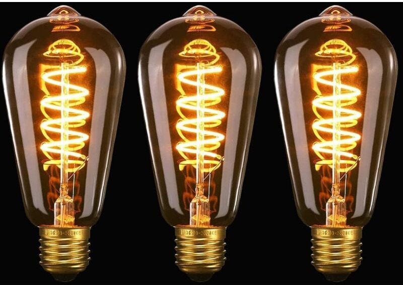 E27 LED ST64, 4W Spiral Flexibel gebogenes LED Filament E27 Deko Glühbirne Antik Warmweiß 2200K, 40W Äquivalent, Für Caf...