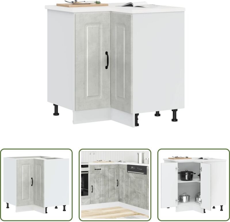 vidaXL Betonfarbe - Küchen-Eckunterschrank Kalmar Betongrau Holzwerkstoff