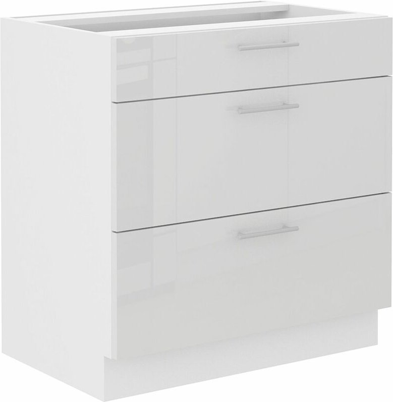 Küchen Preisbombe - Unterschrank 80 Lara Weiß Hochglanz Küchenzeile Küchenblock Küche Soft-Close