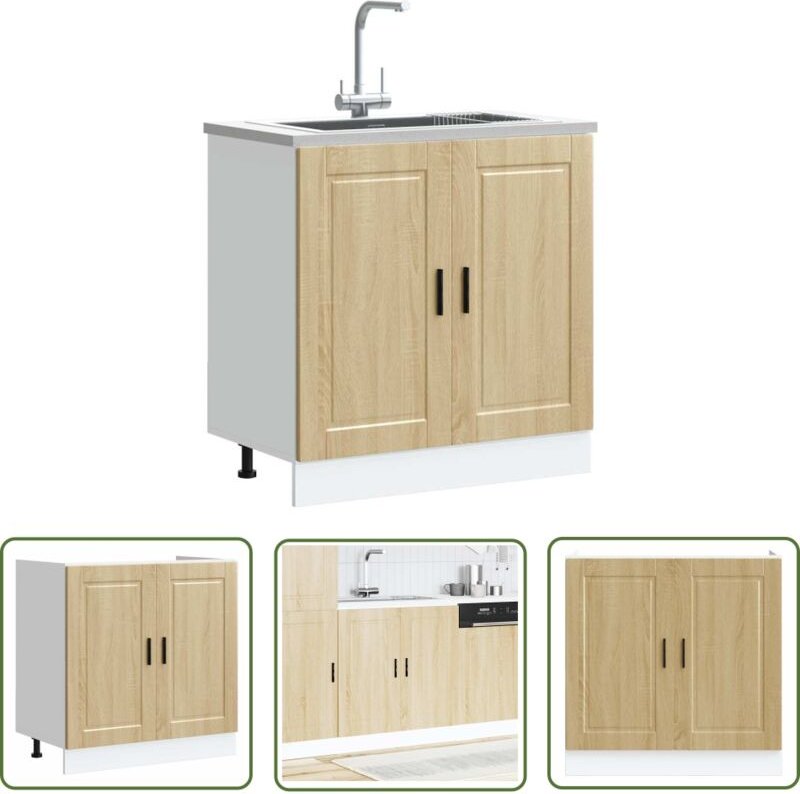 The Living Store - vidaXL Spülenunterschrank Porto Sonoma-Eiche 80x46x81,5 cm