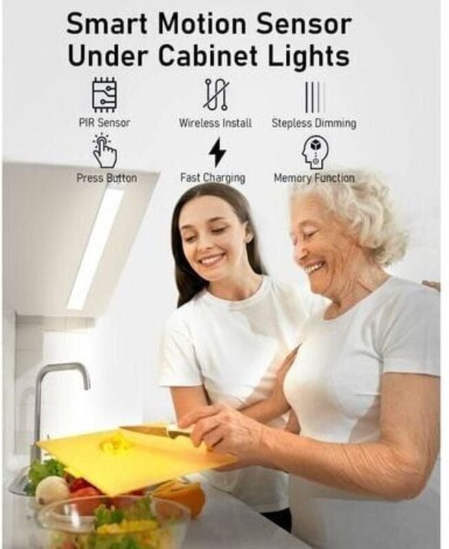 USB-aufladbare LED-Küchenleuchte, dreifarbiges Licht, 2500 mAh, 40 cm, dimmbare Bewegungsmelder-Schrankleuchte, LED-Leis...