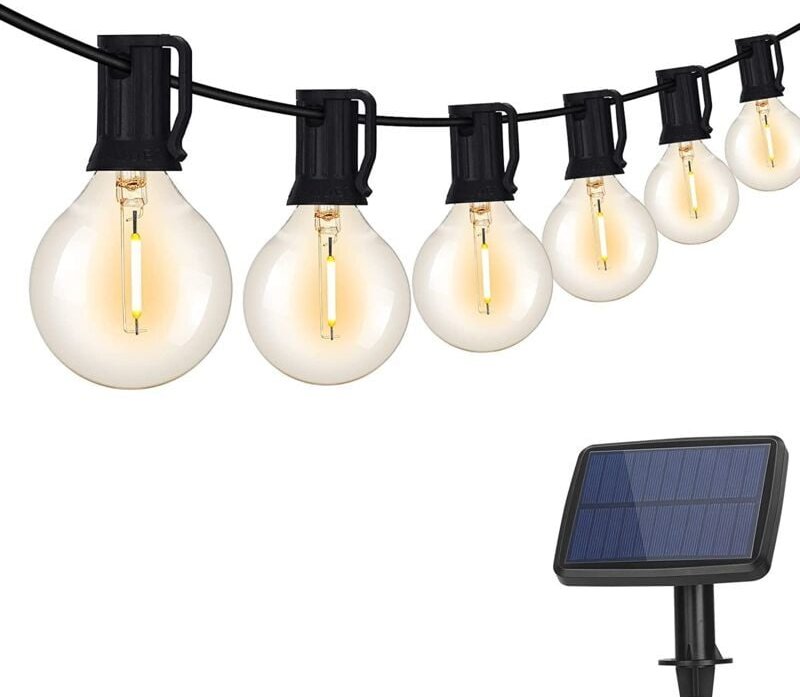 Solar-Lichterkette für den Außenbereich, Lichterkette für den Innenbereich, 10 Wolframbirnen mit 4 Beleuchtungsmodi für ...