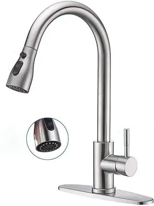 Küchenarmatur mit ausziehbarer Brause – Einhebel-Küchenarmaturen in gebürstetem Nickel