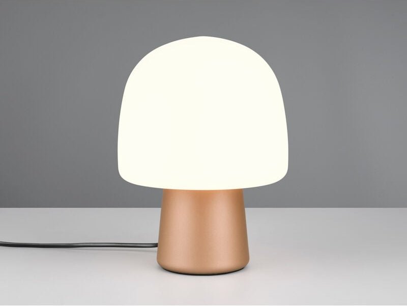 Led Tischleuchte mit Glasschirm & Metallfuß Coffee, Höhe 27cm