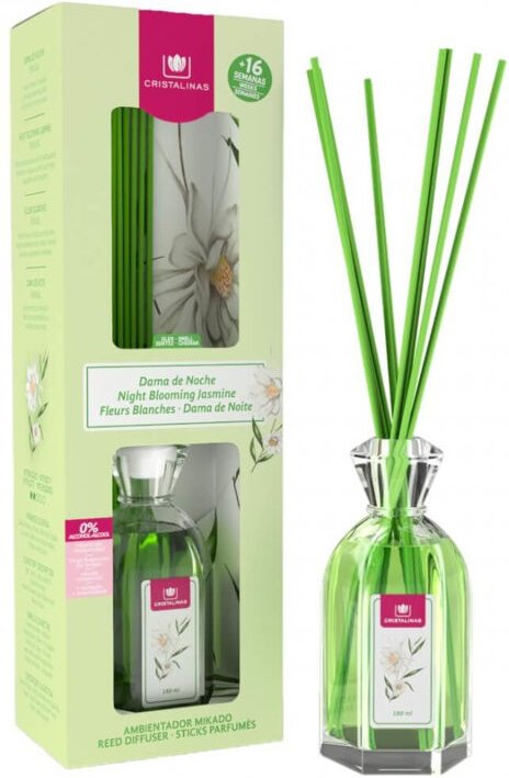 Crystalline Reed Diffuser 180ml Nachtblühender Jasmin Diffusor de aroma Flasche de Duft Silber, Klar