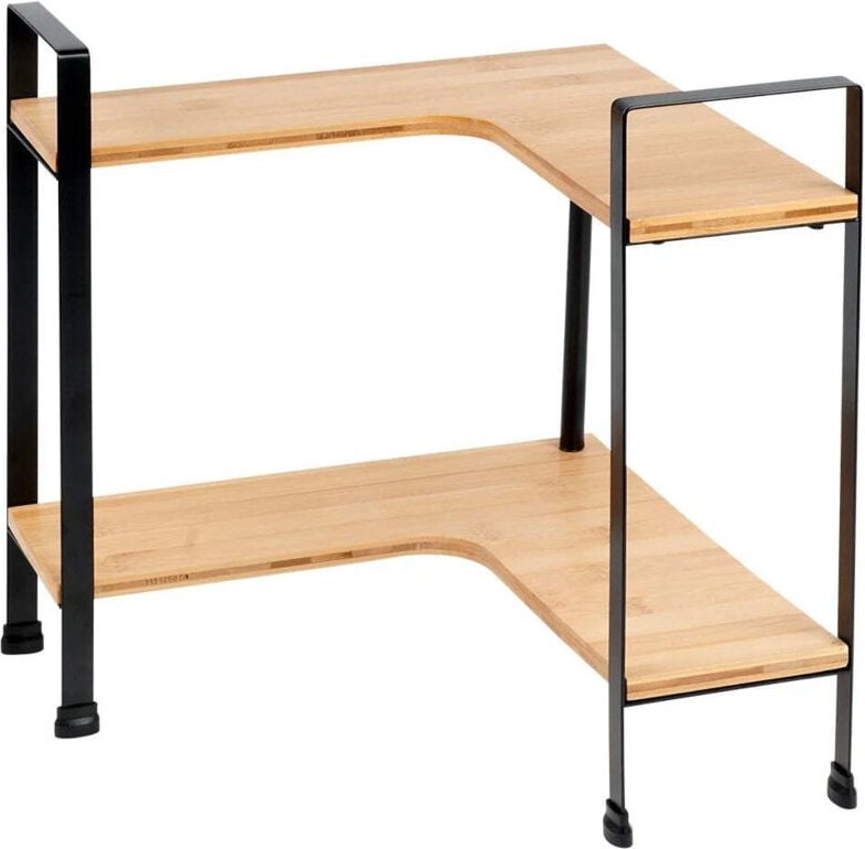 BambusKüche Eckregal Küche 2 Ebenen - Platzsparendes Regal Aus Bambus, Maße 29,5x29,5x33,5 cm